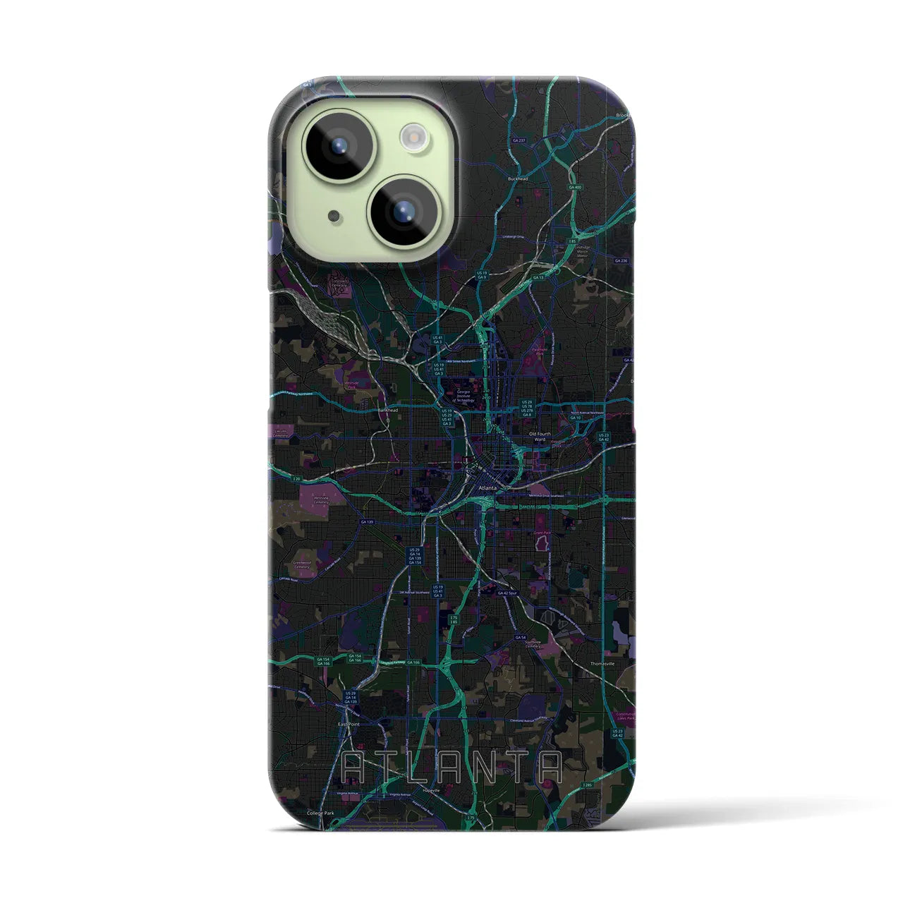 【アトランタ(アメリカ)】地図柄iPhoneケース(バックカバータイプ)