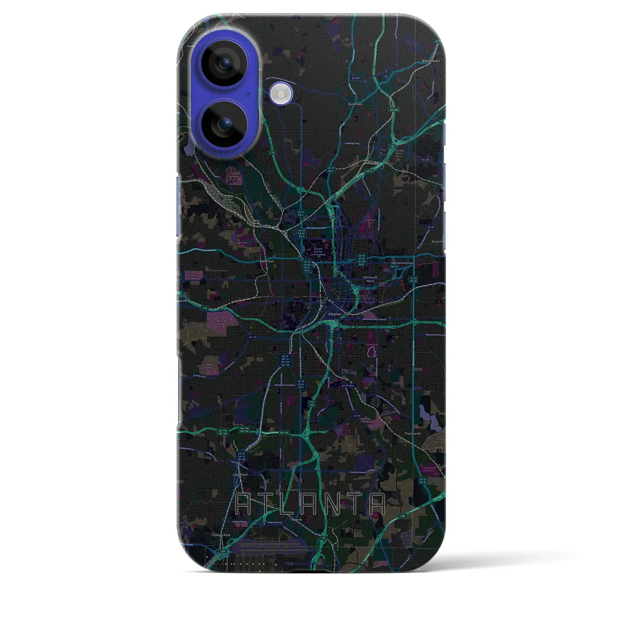 【アトランタ(アメリカ)】地図柄iPhoneケース(バックカバータイプ)