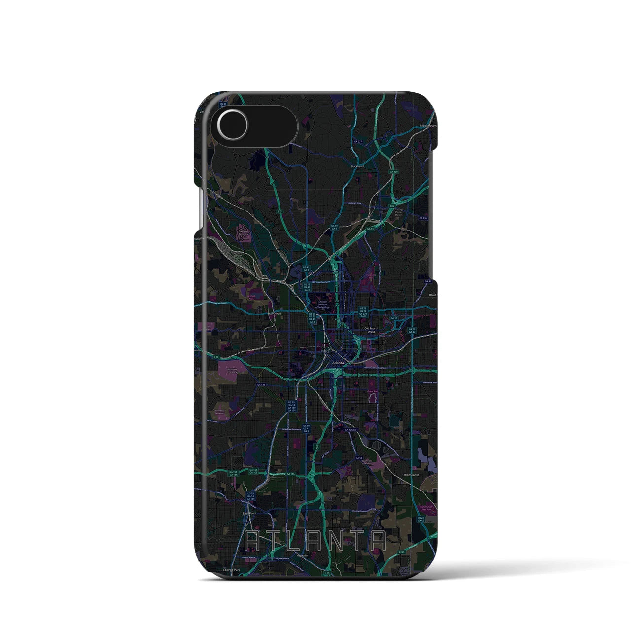 【アトランタ(アメリカ)】地図柄iPhoneケース(バックカバータイプ)