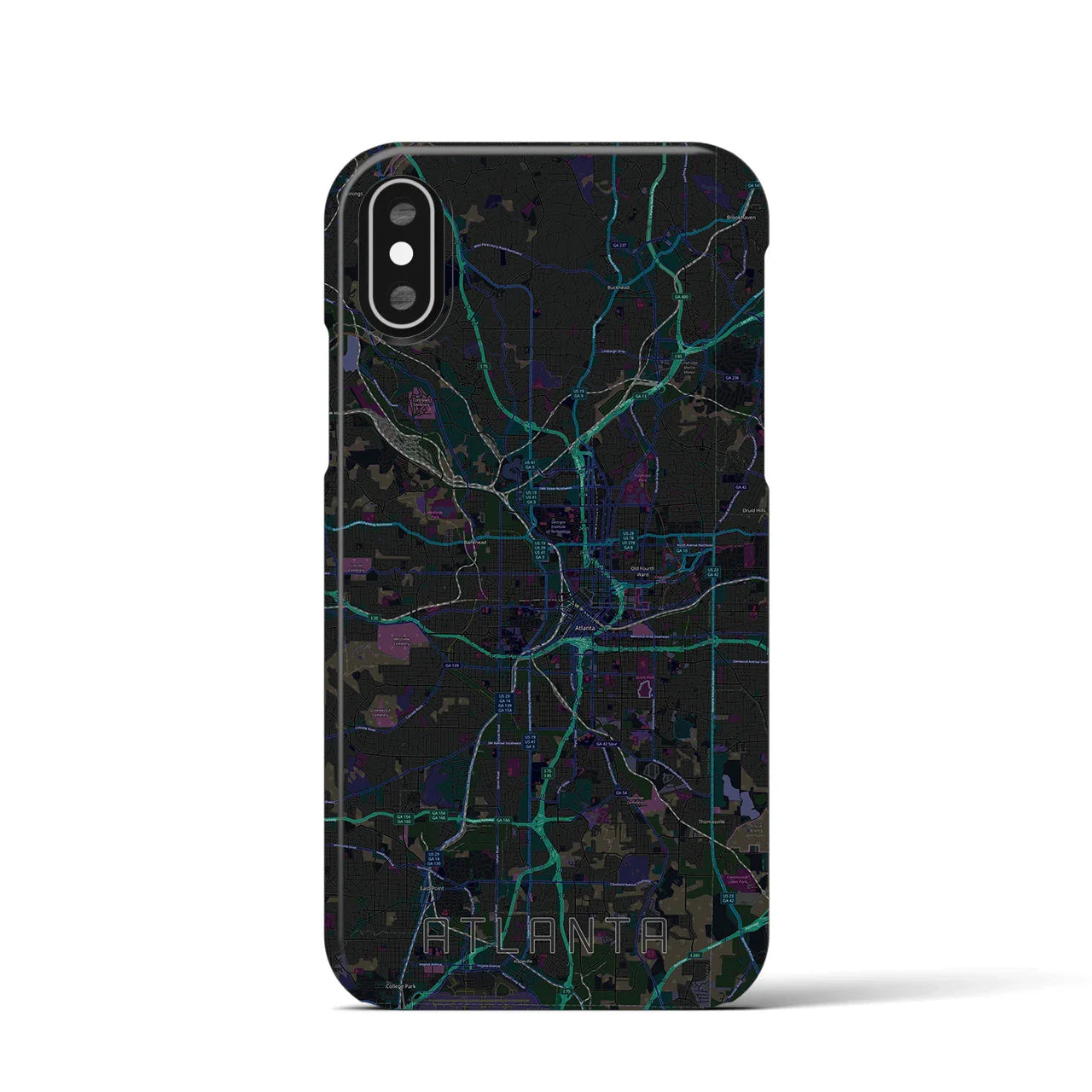 【アトランタ(アメリカ)】地図柄iPhoneケース(バックカバータイプ)