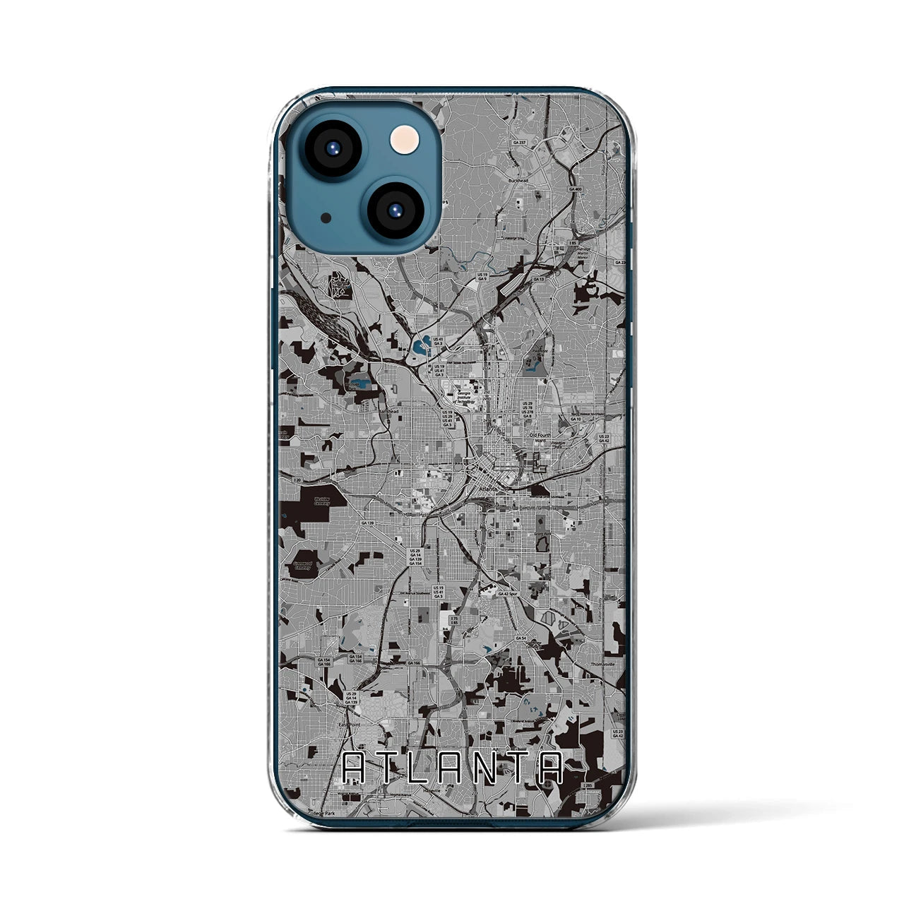 【アトランタ(アメリカ)】地図柄iPhoneケース(クリアタイプ)