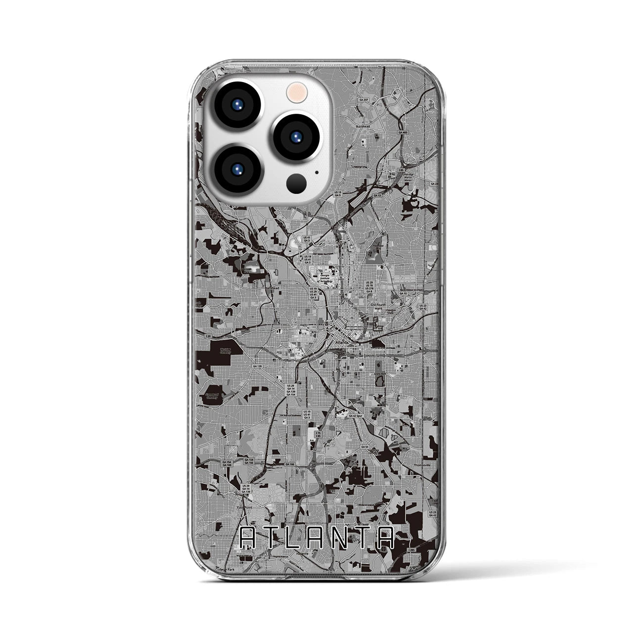【アトランタ(アメリカ)】地図柄iPhoneケース(クリアタイプ)
