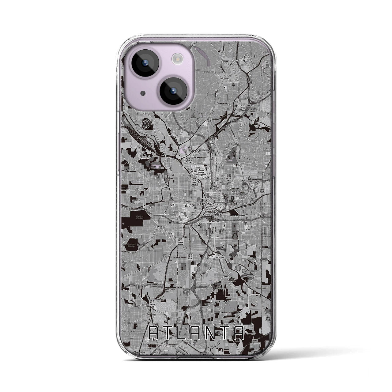 【アトランタ(アメリカ)】地図柄iPhoneケース(クリアタイプ)