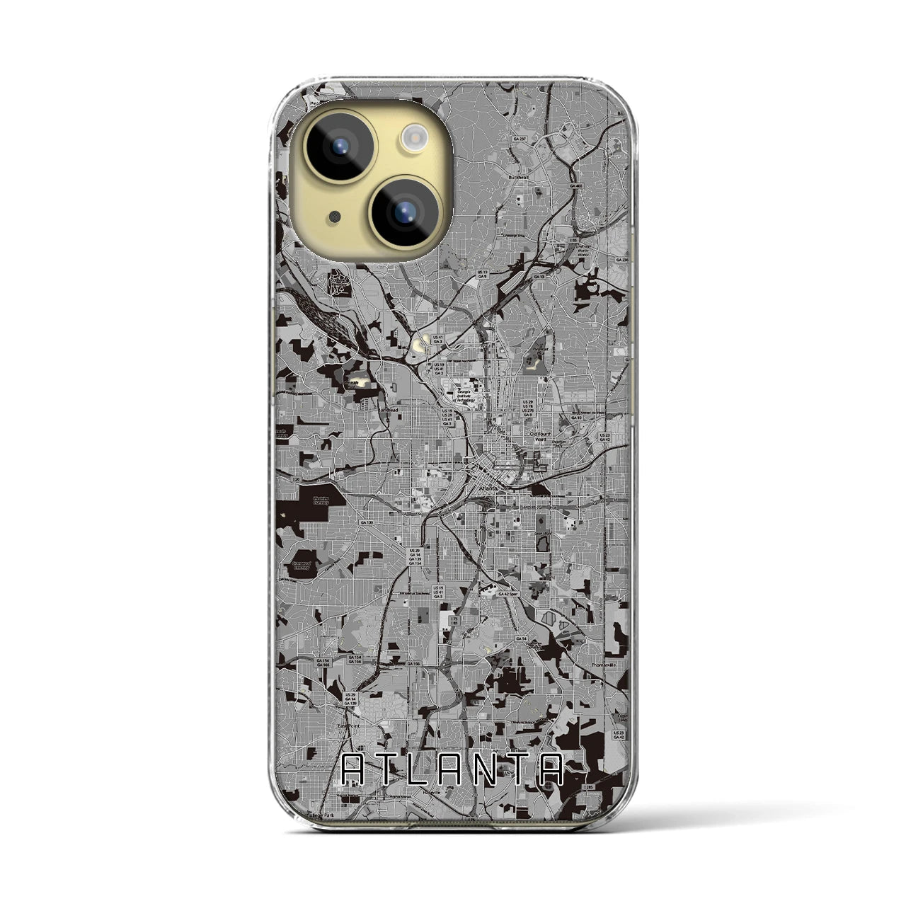 【アトランタ(アメリカ)】地図柄iPhoneケース(クリアタイプ)