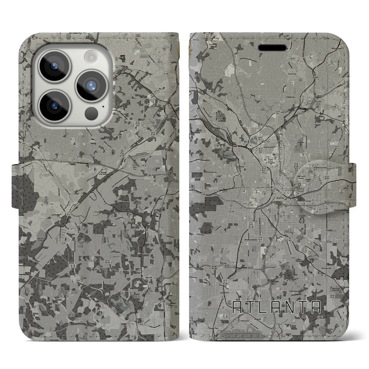 【アトランタ(アメリカ)】地図柄iPhoneケース(手帳タイプ)