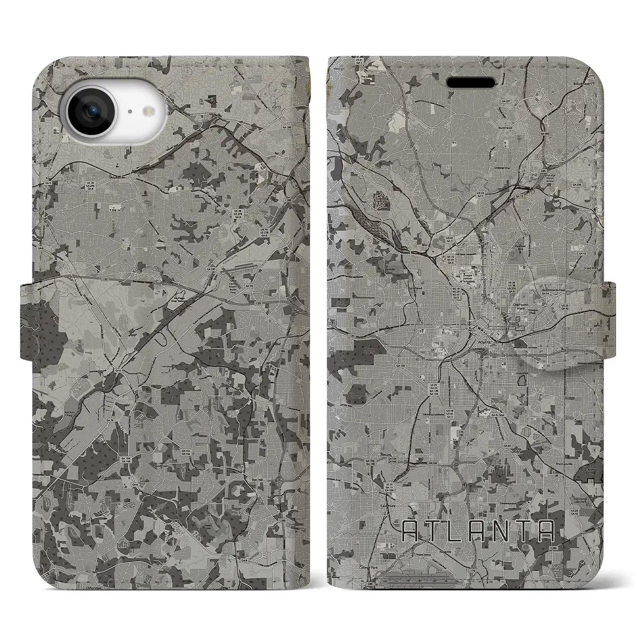 【アトランタ(アメリカ)】地図柄iPhoneケース(手帳タイプ)