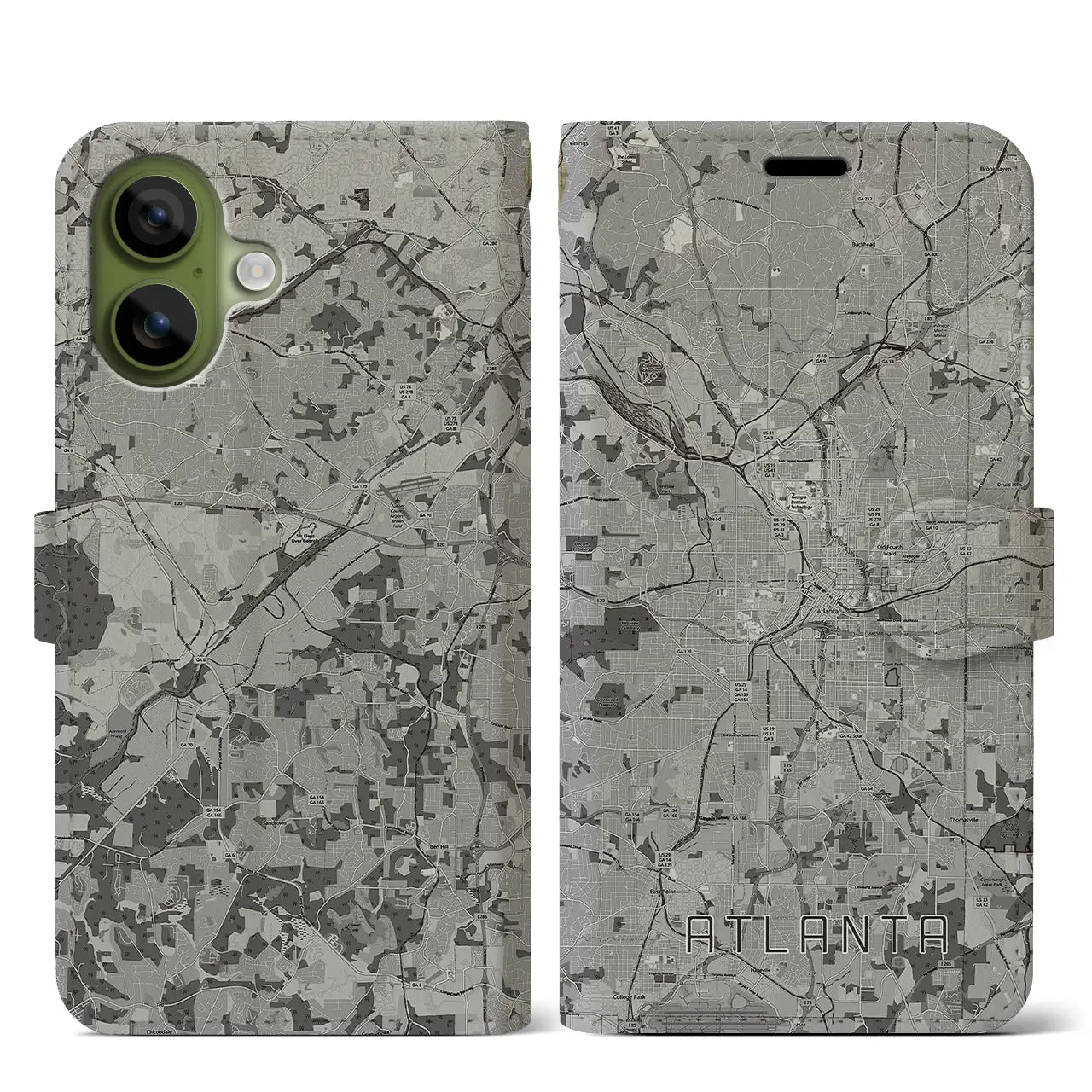 【アトランタ(アメリカ)】地図柄iPhoneケース(手帳タイプ)