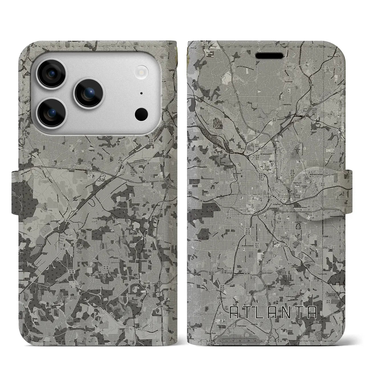 【アトランタ(アメリカ)】地図柄iPhoneケース(手帳タイプ)