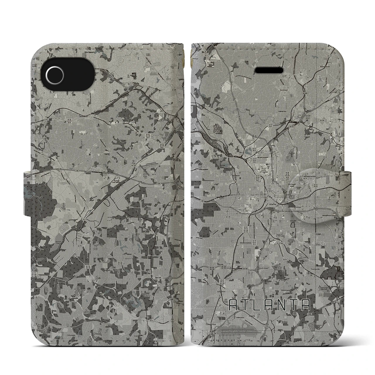 【アトランタ(アメリカ)】地図柄iPhoneケース(手帳タイプ)