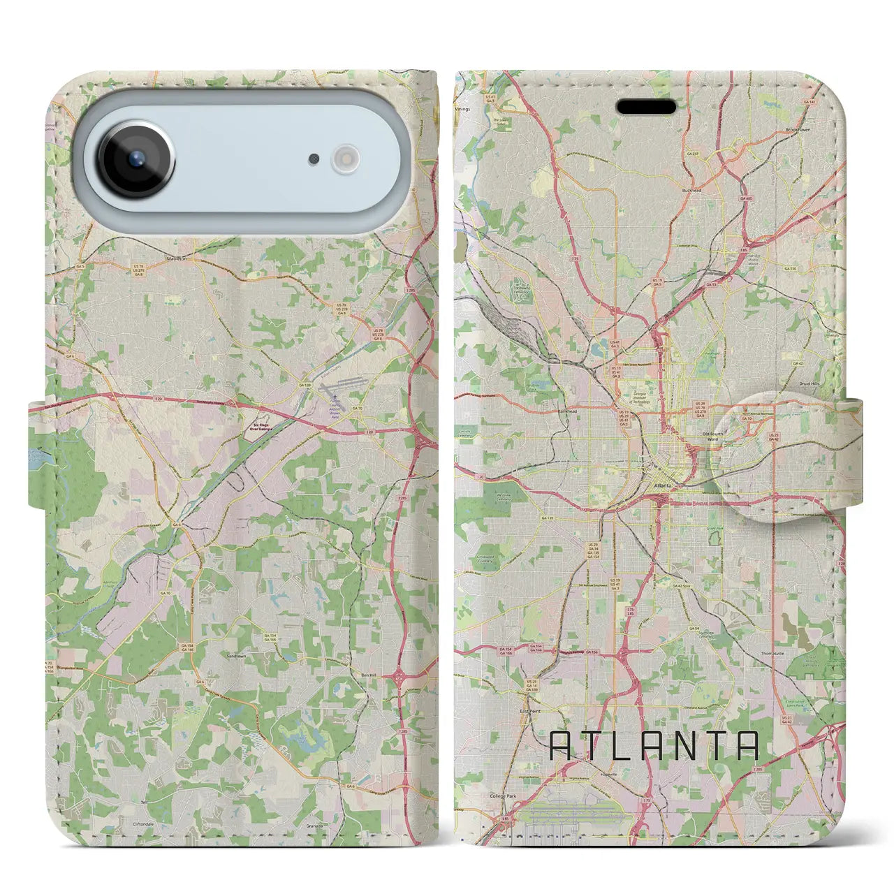 【アトランタ(アメリカ)】地図柄iPhoneケース(手帳タイプ)