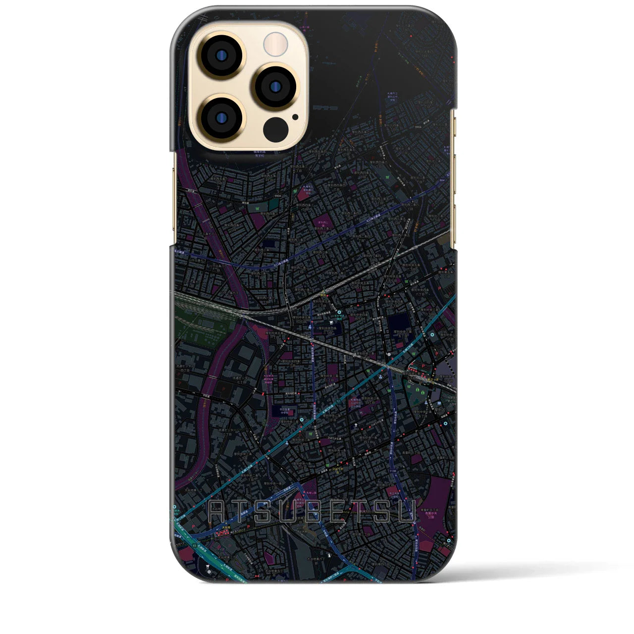 【厚別(北海道)】地図柄iPhoneケース(バックカバータイプ)