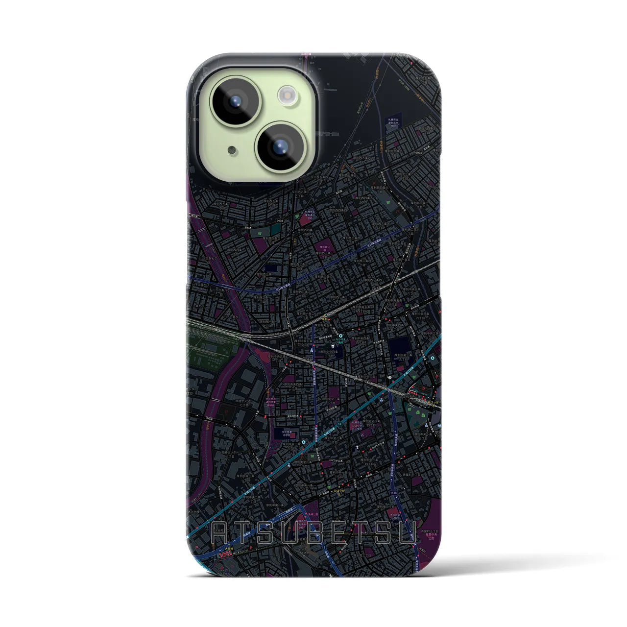 【厚別(北海道)】地図柄iPhoneケース(バックカバータイプ)