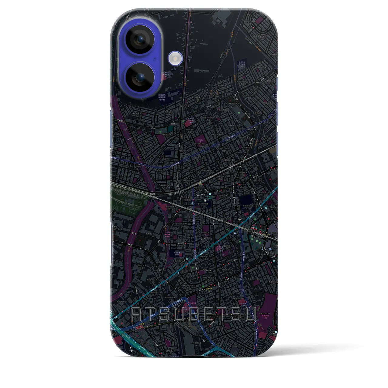 【厚別(北海道)】地図柄iPhoneケース(バックカバータイプ)