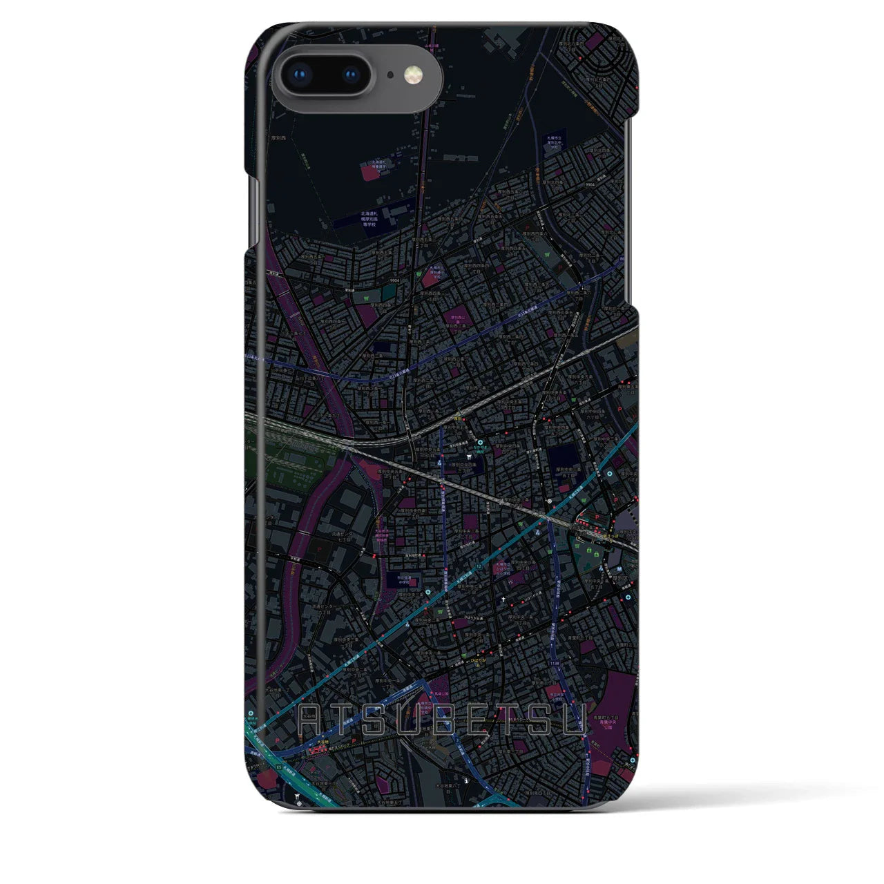 【厚別(北海道)】地図柄iPhoneケース(バックカバータイプ)