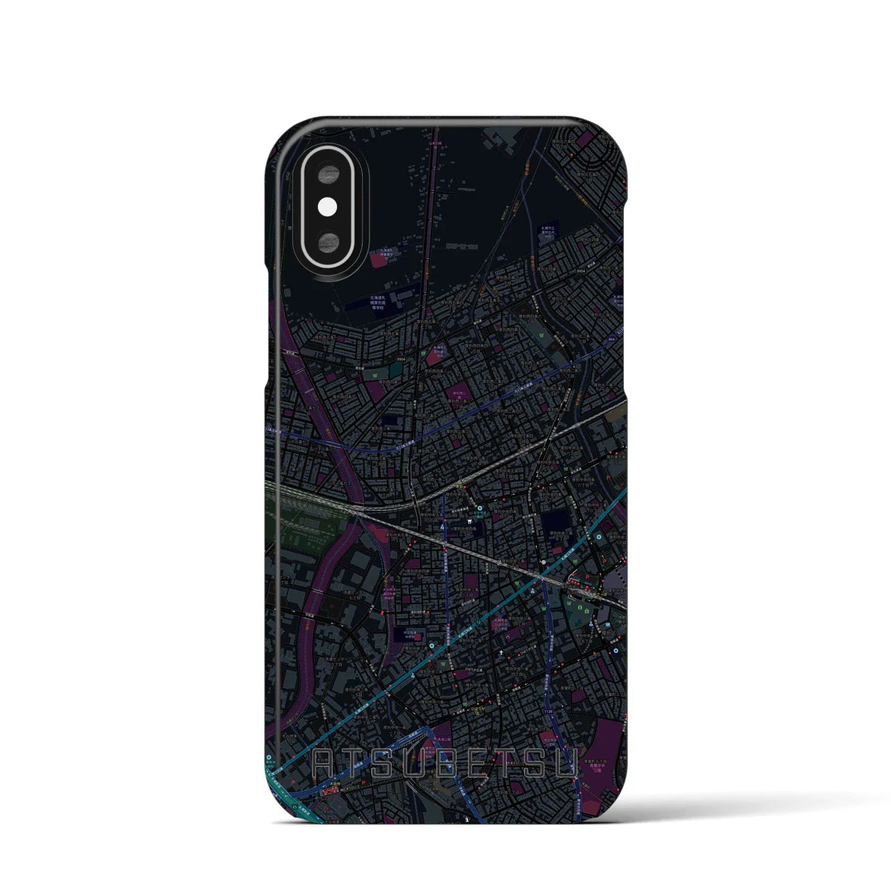 【厚別(北海道)】地図柄iPhoneケース(バックカバータイプ)