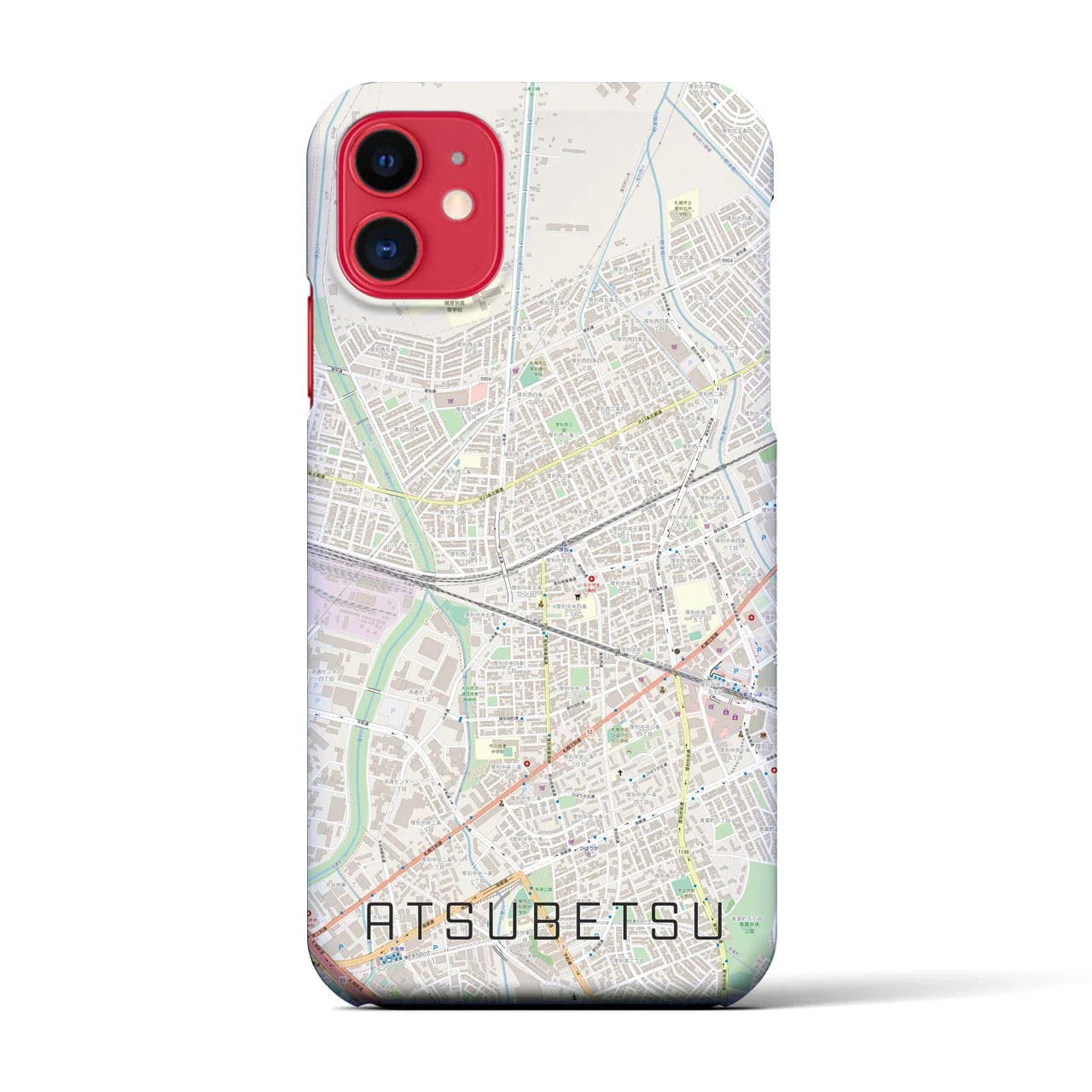 【厚別(北海道)】地図柄iPhoneケース(バックカバータイプ)