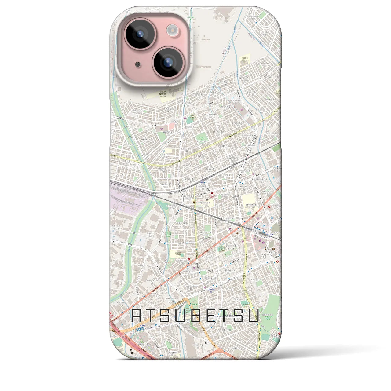 【厚別(北海道)】地図柄iPhoneケース(バックカバータイプ)