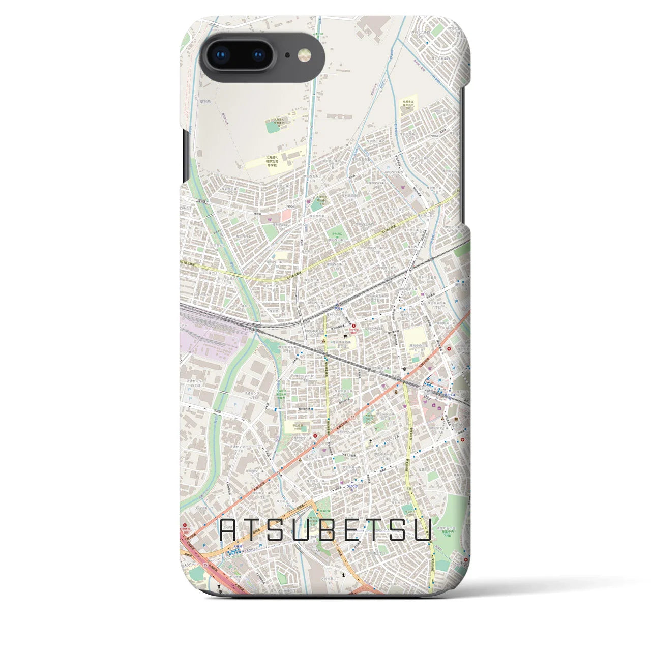 【厚別(北海道)】地図柄iPhoneケース(バックカバータイプ)