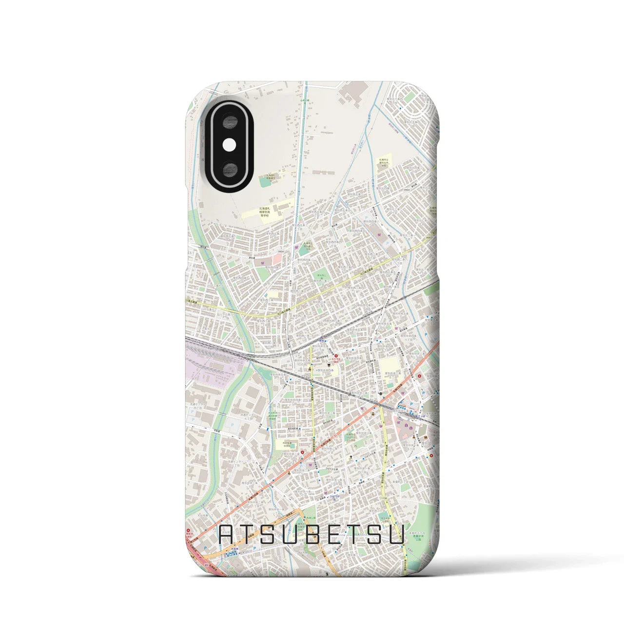 【厚別(北海道)】地図柄iPhoneケース(バックカバータイプ)