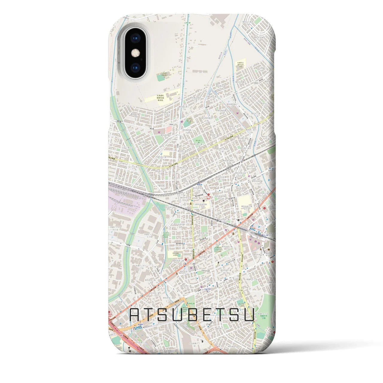 【厚別(北海道)】地図柄iPhoneケース(バックカバータイプ)