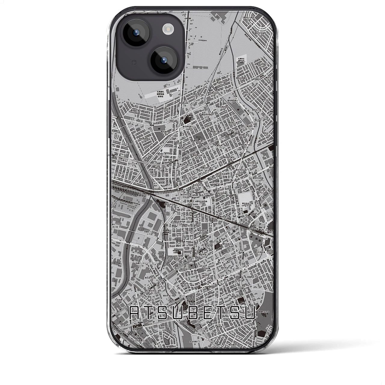 【厚別(北海道)】地図柄iPhoneケース(クリアタイプ)