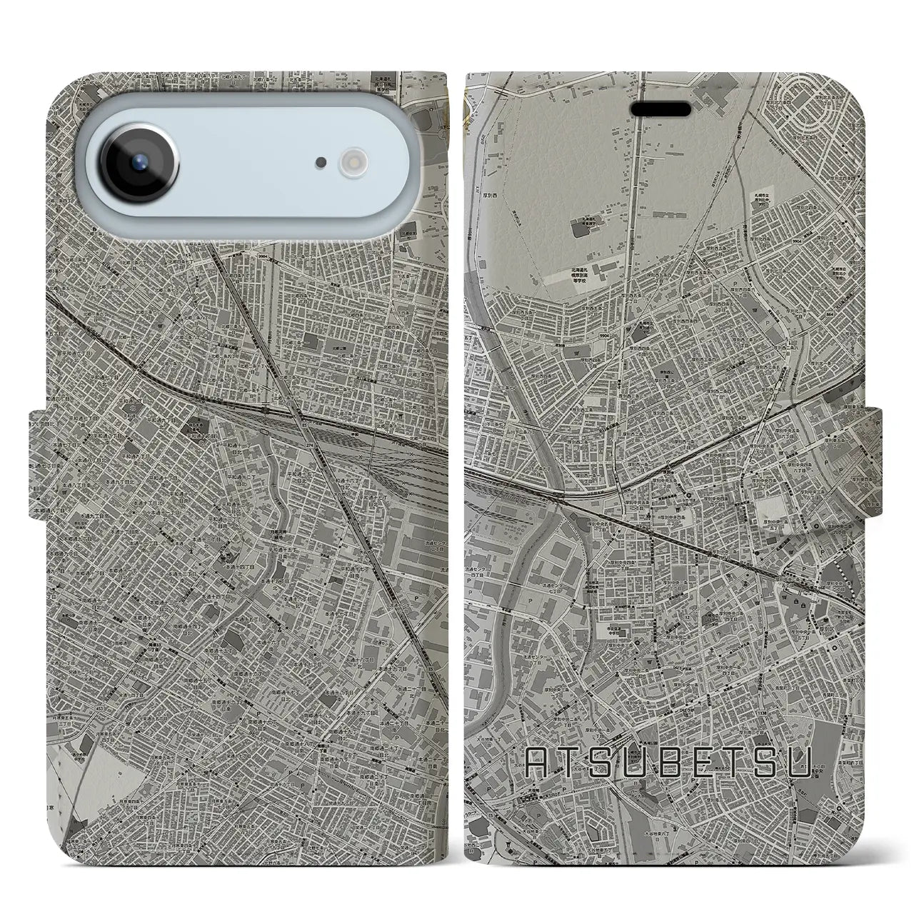 【厚別(北海道)】地図柄iPhoneケース(手帳タイプ)