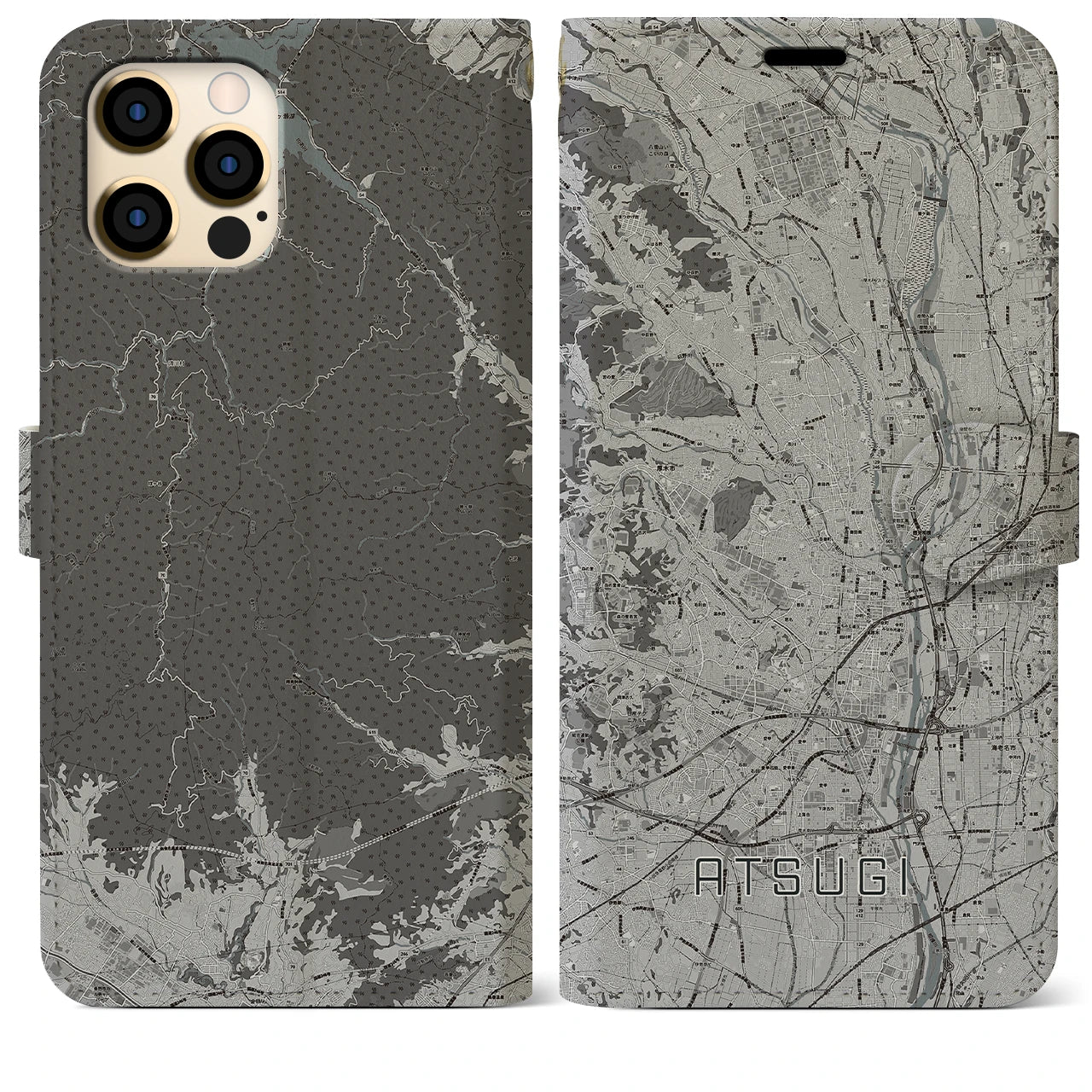 【厚木(神奈川県)】地図柄iPhoneケース(手帳タイプ)