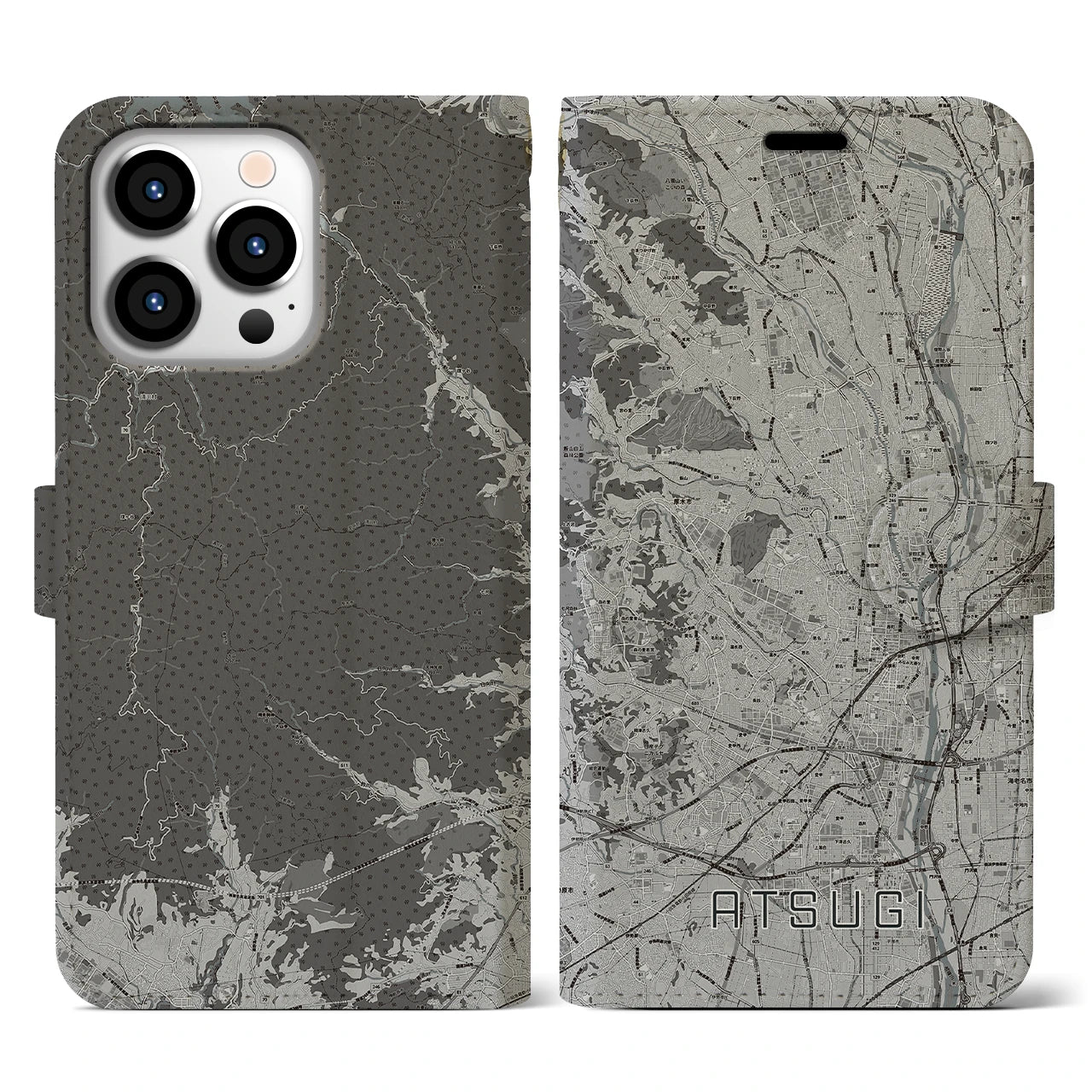 【厚木(神奈川県)】地図柄iPhoneケース(手帳タイプ)