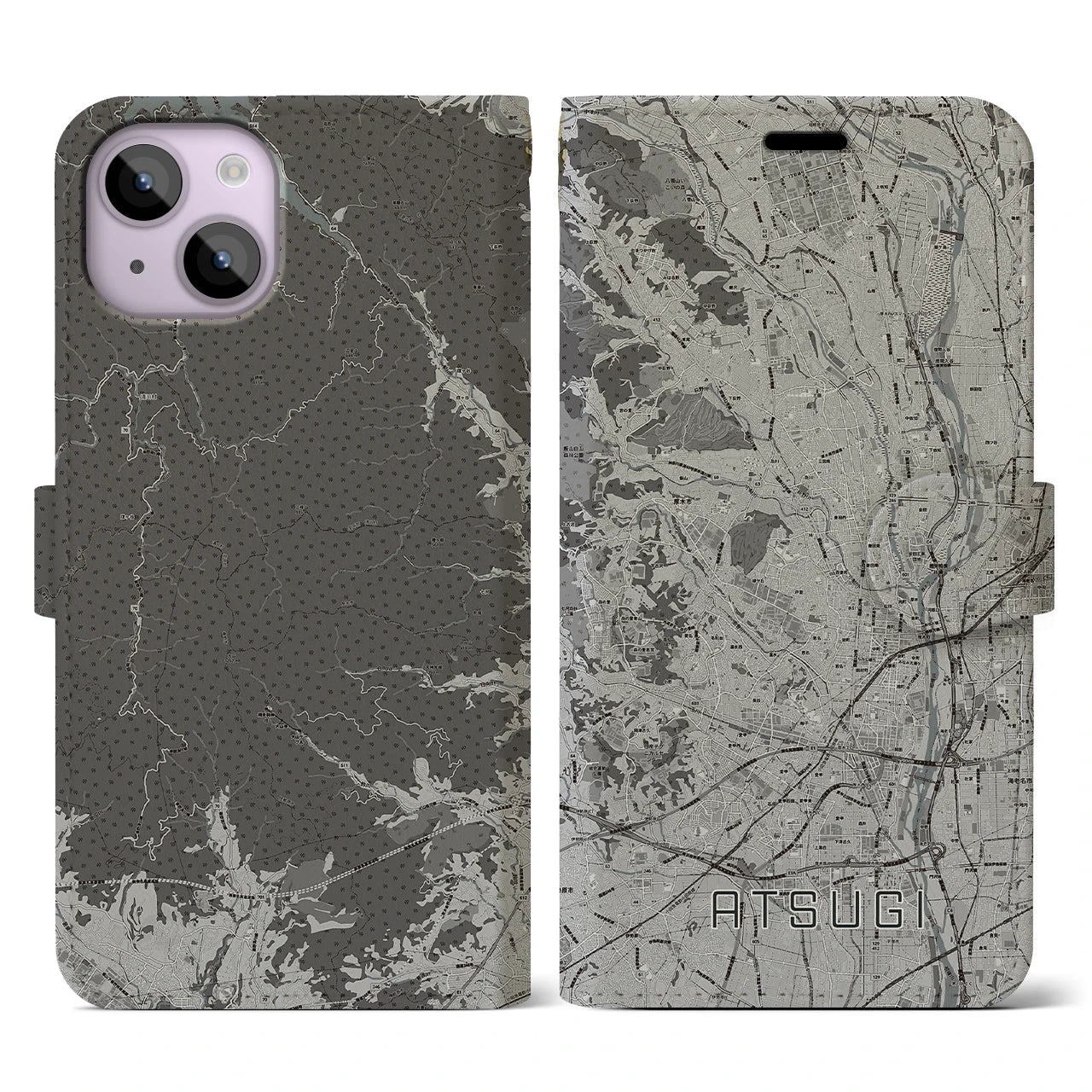 【厚木(神奈川県)】地図柄iPhoneケース(手帳タイプ)