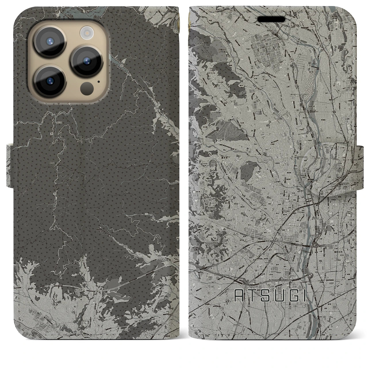 【厚木(神奈川県)】地図柄iPhoneケース(手帳タイプ)