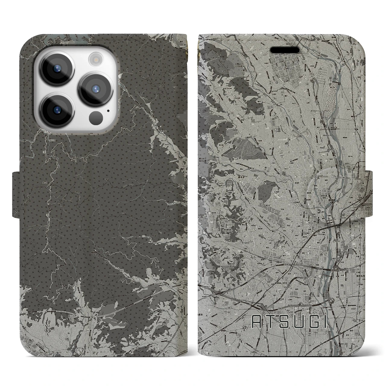 【厚木(神奈川県)】地図柄iPhoneケース(手帳タイプ)