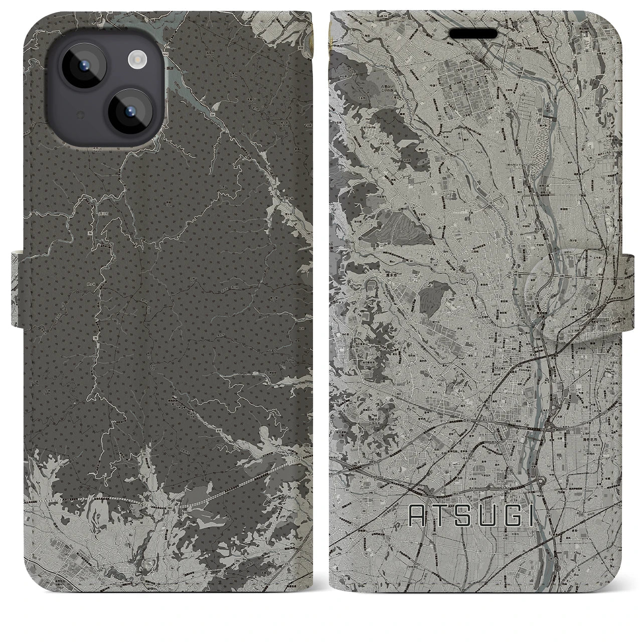 【厚木(神奈川県)】地図柄iPhoneケース(手帳タイプ)