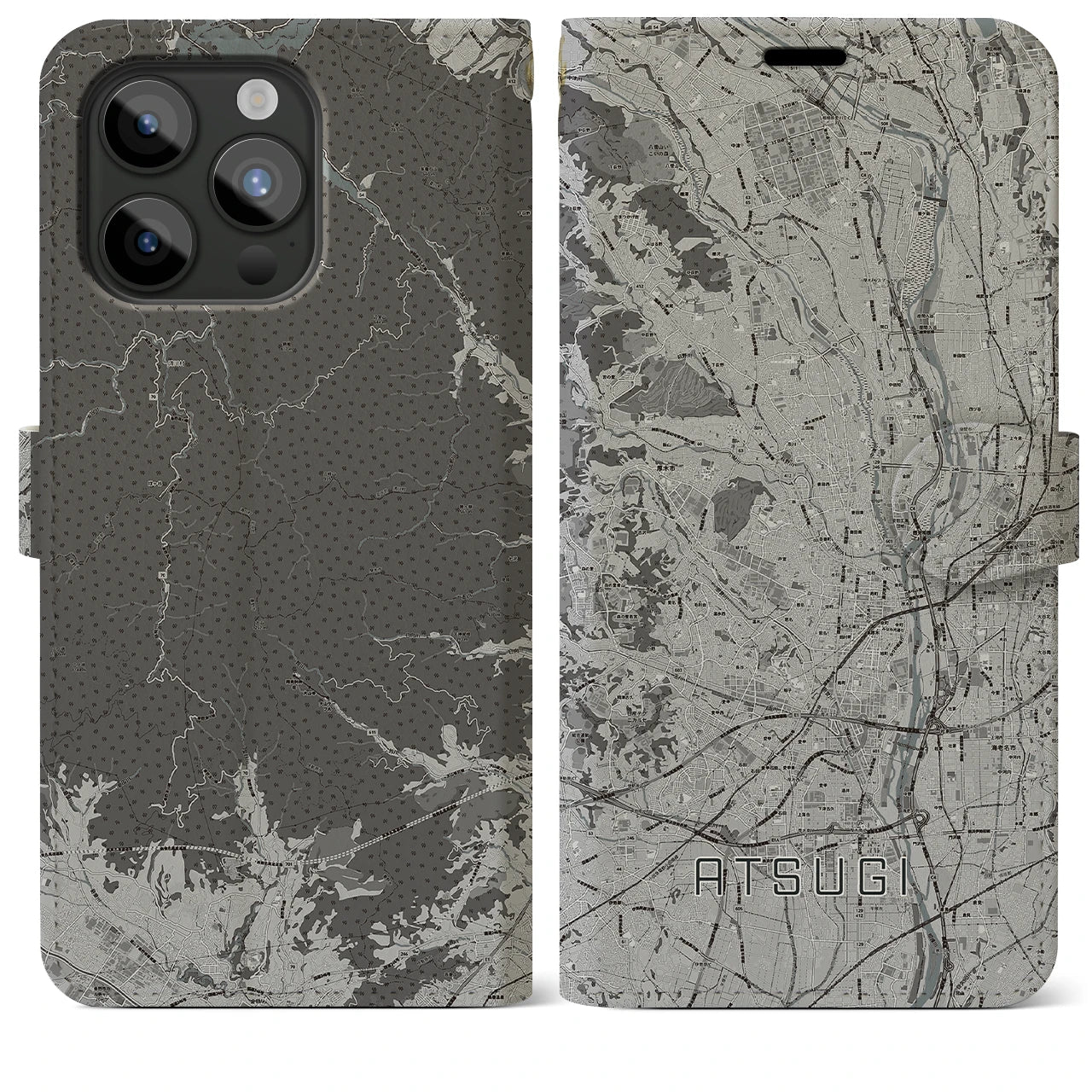 【厚木(神奈川県)】地図柄iPhoneケース(手帳タイプ)