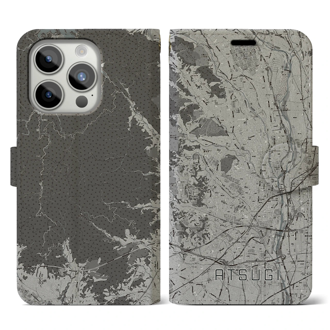 【厚木(神奈川県)】地図柄iPhoneケース(手帳タイプ)