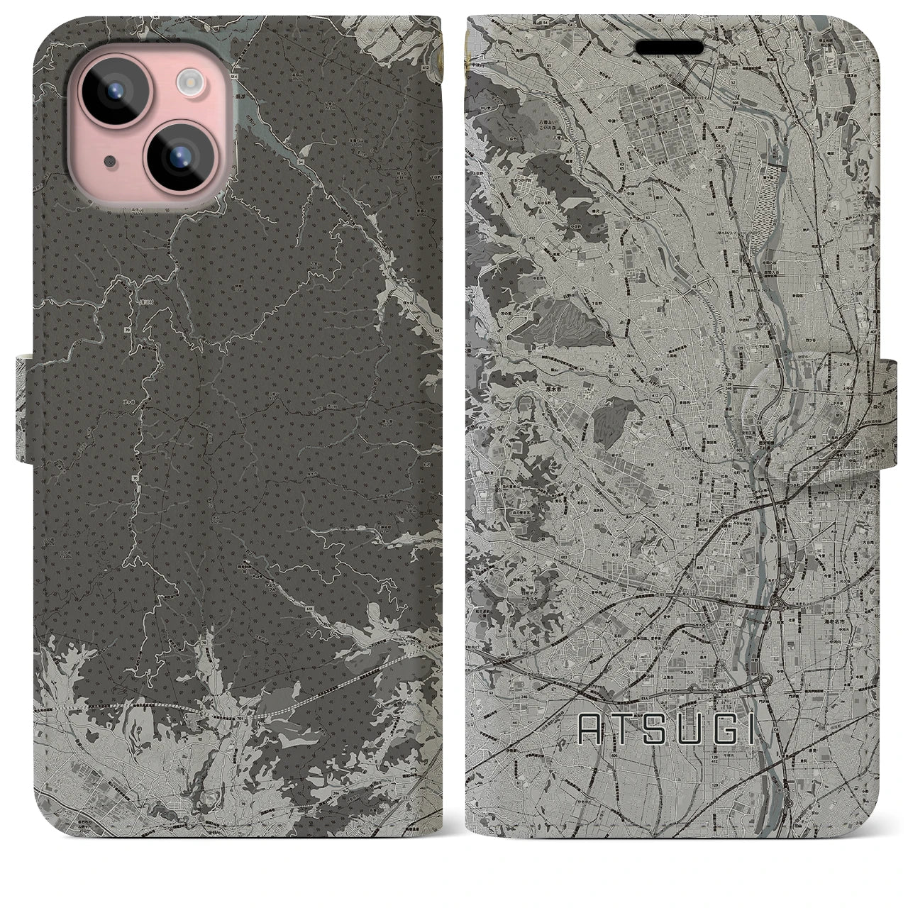 【厚木(神奈川県)】地図柄iPhoneケース(手帳タイプ)