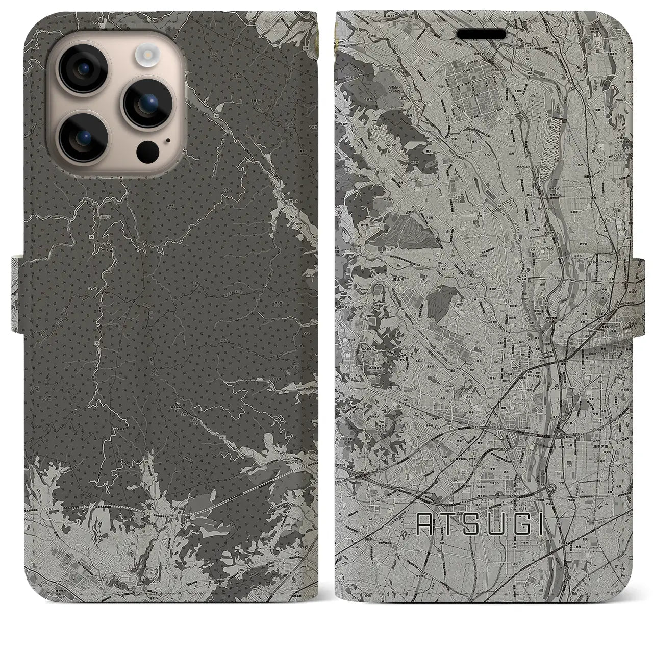 【厚木(神奈川県)】地図柄iPhoneケース(手帳タイプ)