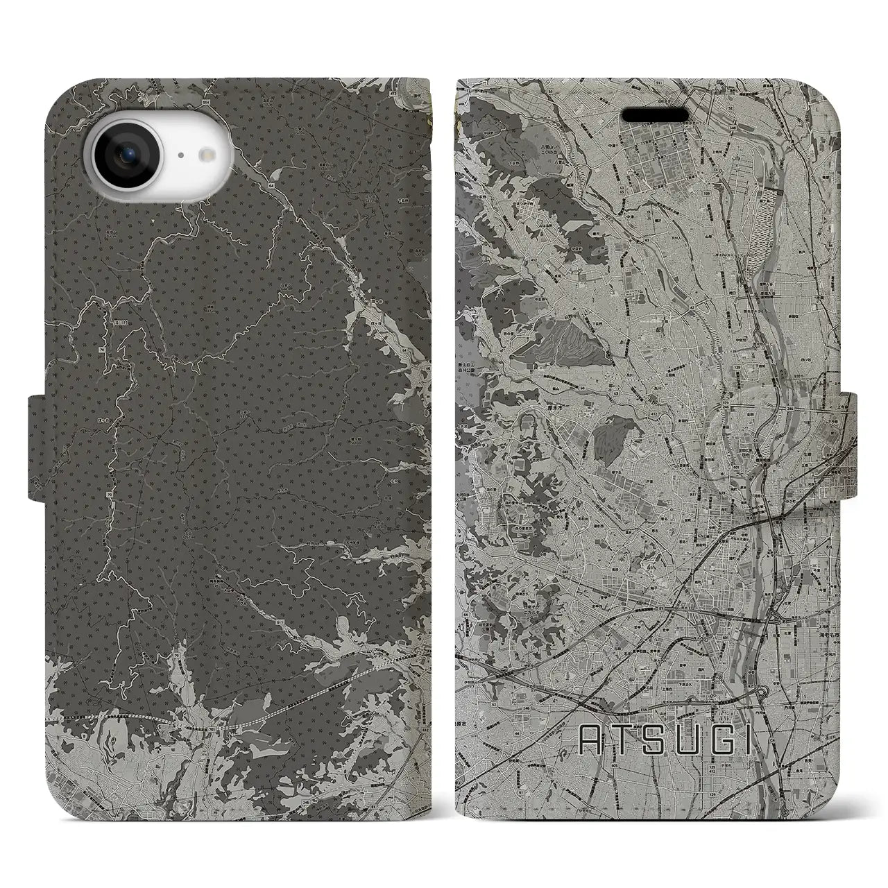 【厚木(神奈川県)】地図柄iPhoneケース(手帳タイプ)