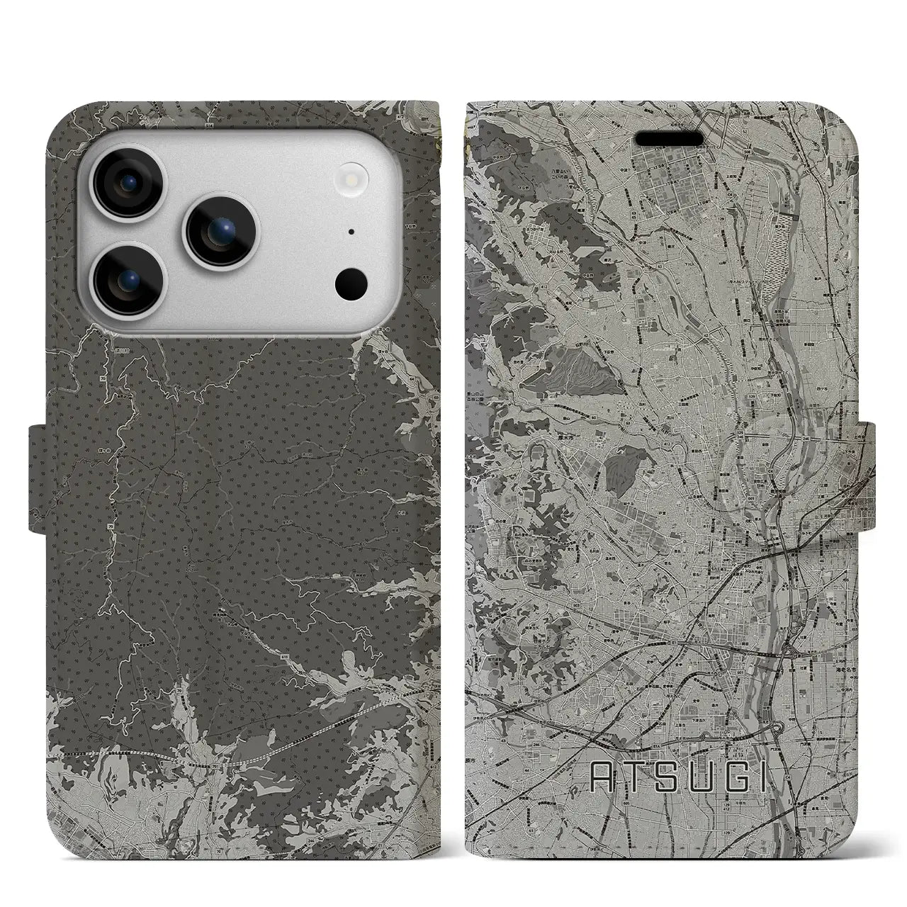 【厚木(神奈川県)】地図柄iPhoneケース(手帳タイプ)