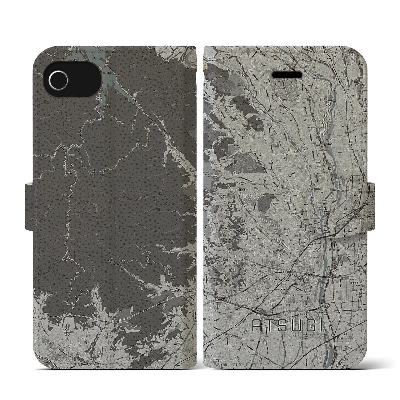 【厚木(神奈川県)】地図柄iPhoneケース(手帳タイプ)