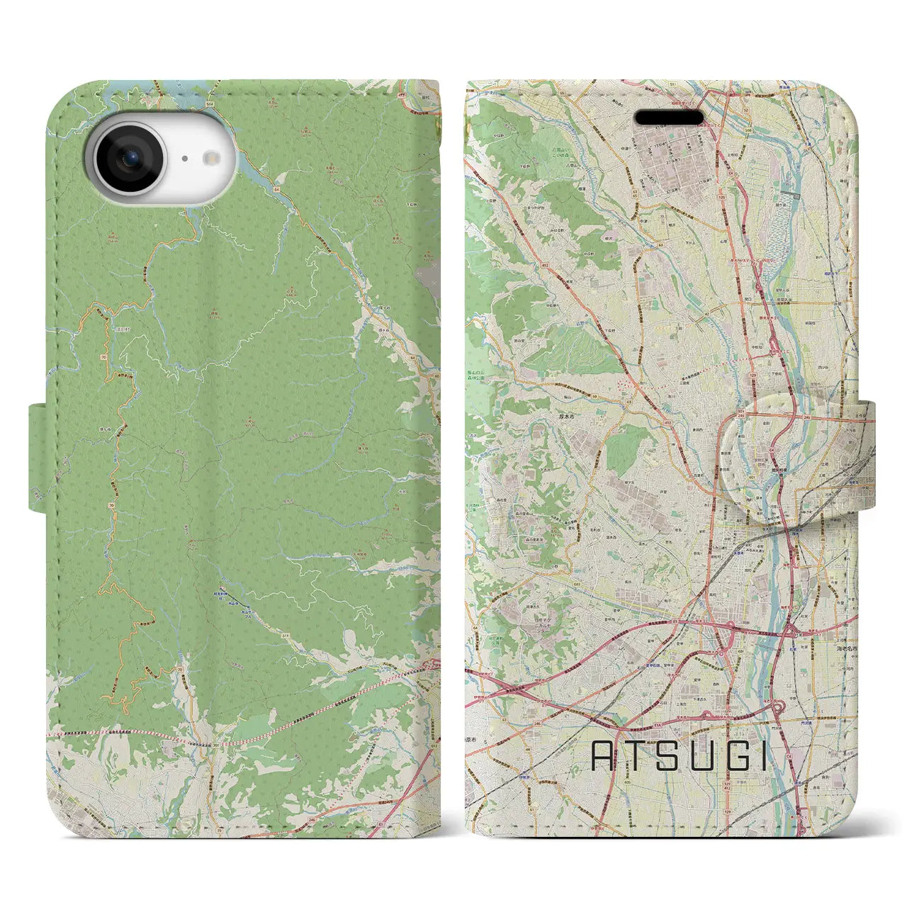 【厚木(神奈川県)】地図柄iPhoneケース(手帳タイプ)