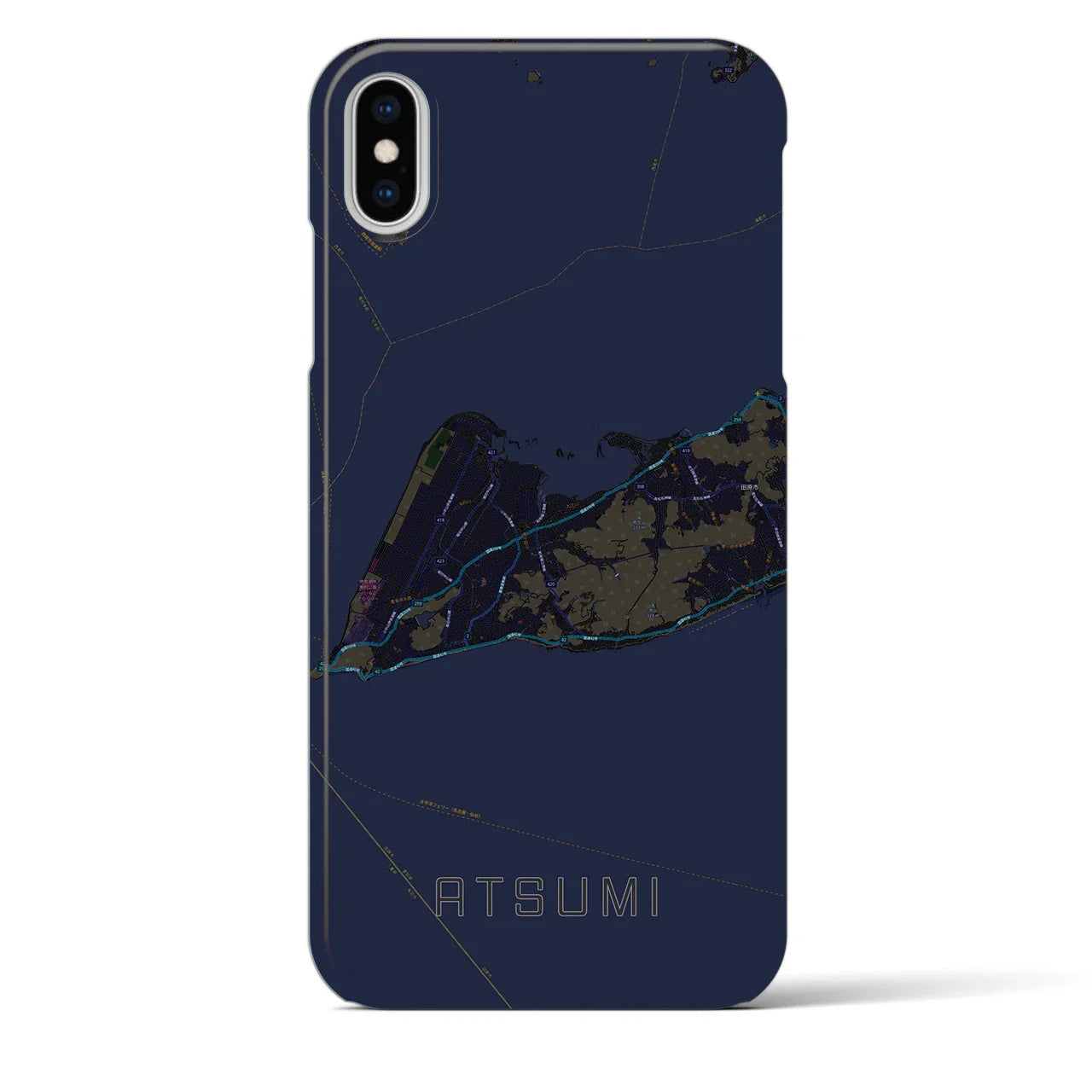 【渥美(愛知県)】地図柄iPhoneケース(バックカバータイプ)