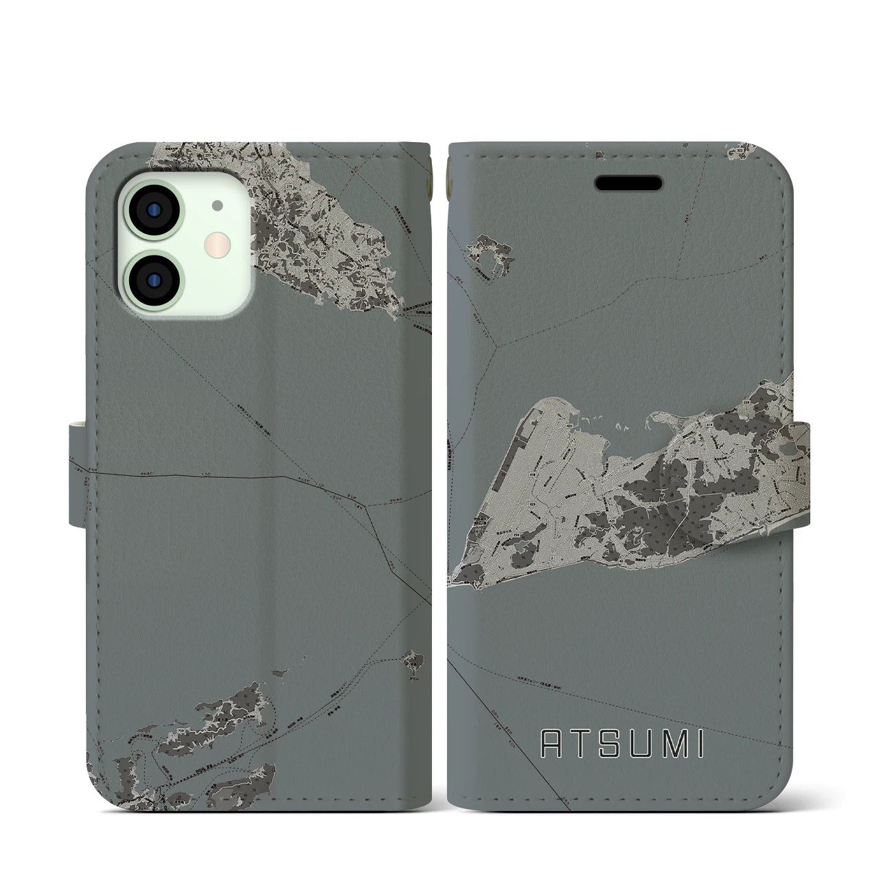 【渥美(愛知県)】地図柄iPhoneケース(手帳タイプ)