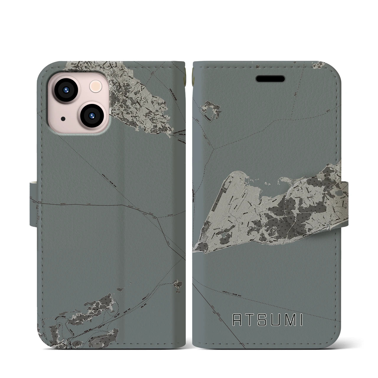 【渥美(愛知県)】地図柄iPhoneケース(手帳タイプ)