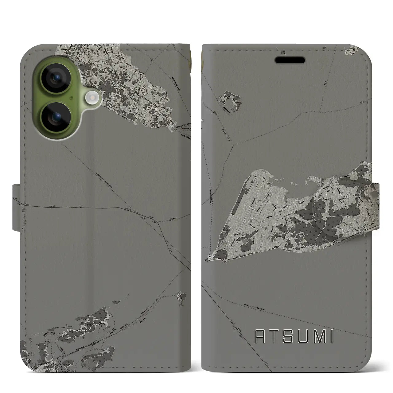 【渥美(愛知県)】地図柄iPhoneケース(手帳タイプ)