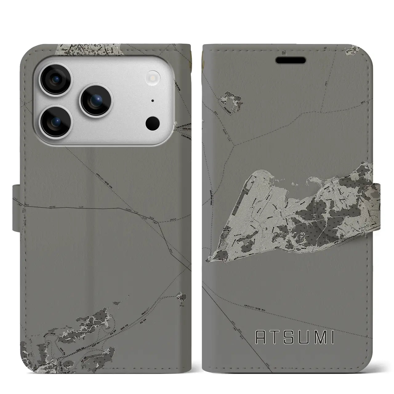 【渥美(愛知県)】地図柄iPhoneケース(手帳タイプ)