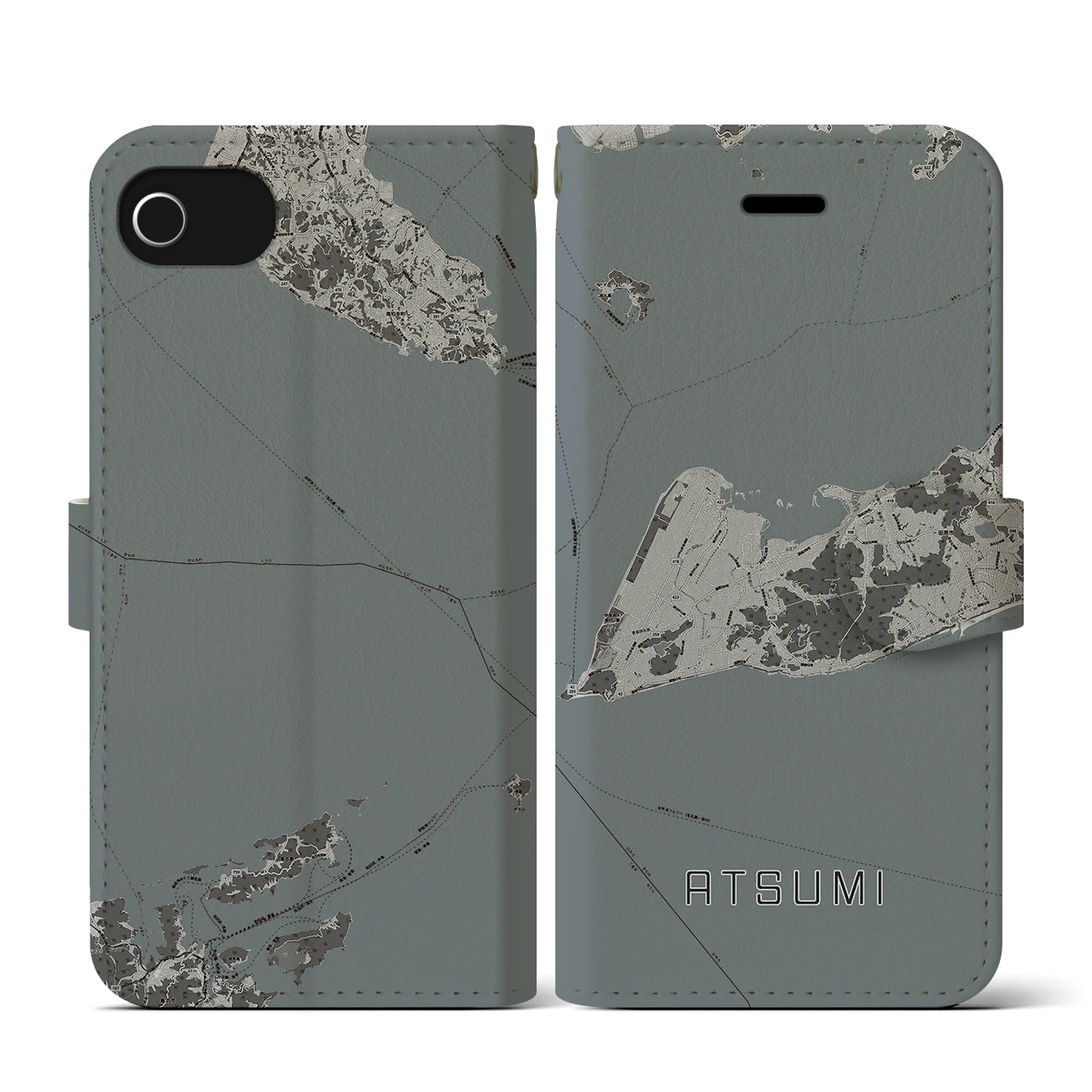 【渥美(愛知県)】地図柄iPhoneケース(手帳タイプ)