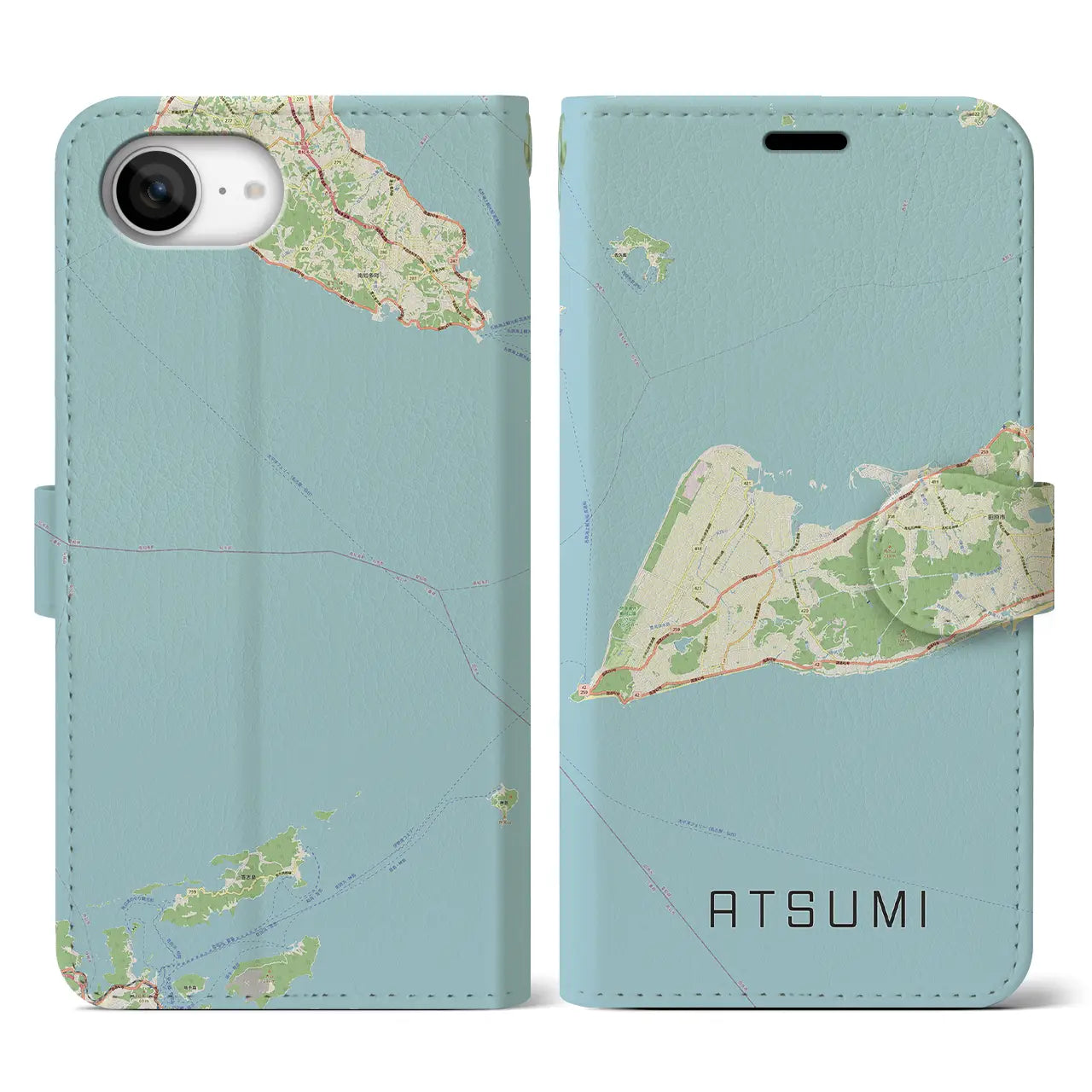 【渥美(愛知県)】地図柄iPhoneケース(手帳タイプ)