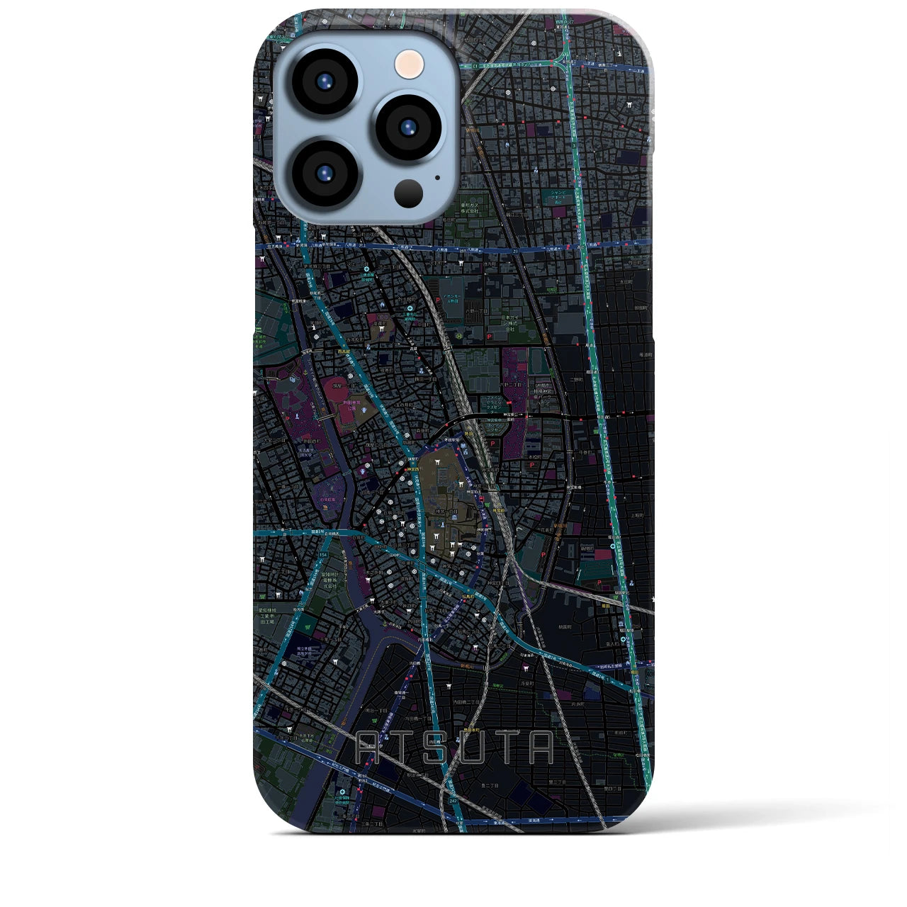 【熱田(愛知県)】地図柄iPhoneケース(バックカバータイプ)