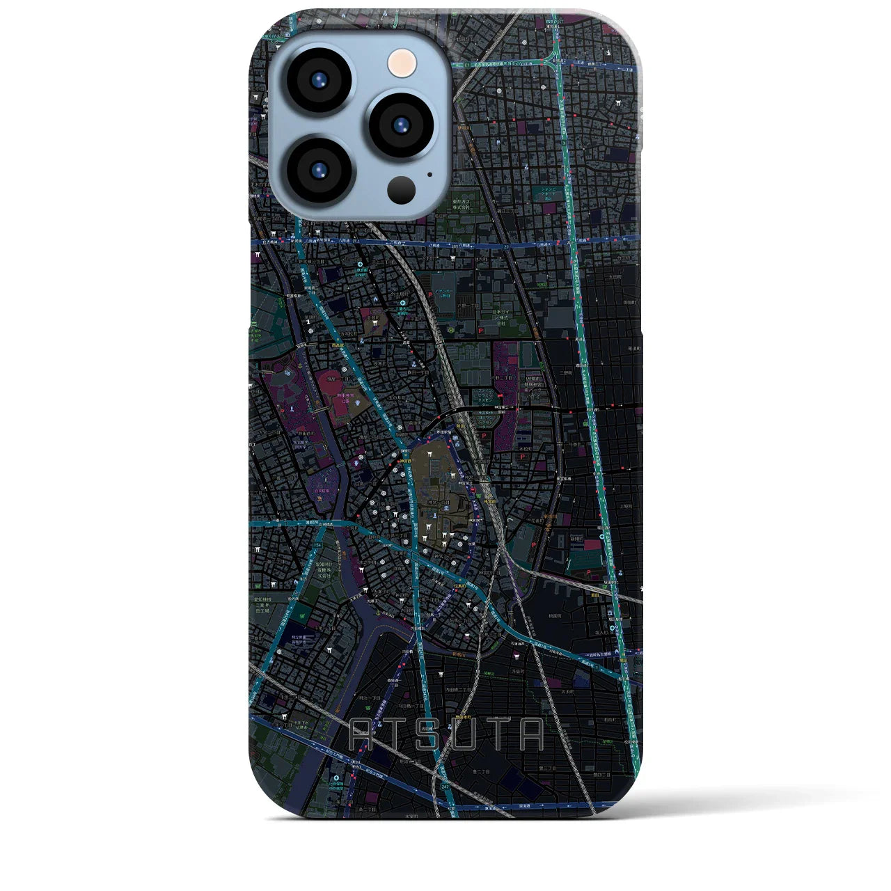 【熱田(愛知県)】地図柄iPhoneケース(バックカバータイプ)