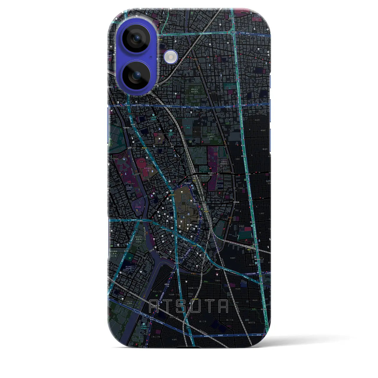 【熱田(愛知県)】地図柄iPhoneケース(バックカバータイプ)